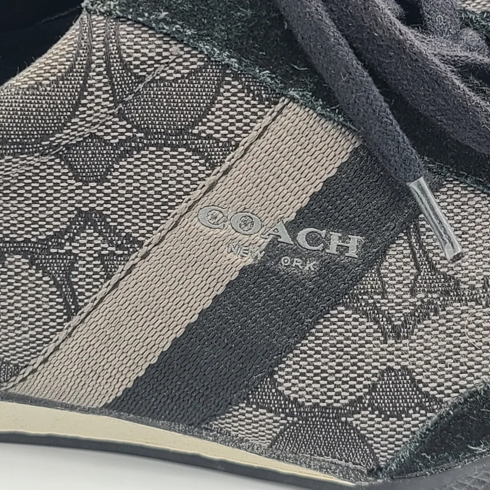 Coach Kelson Signature C Black Gray Suede Leather Sneakers 7
